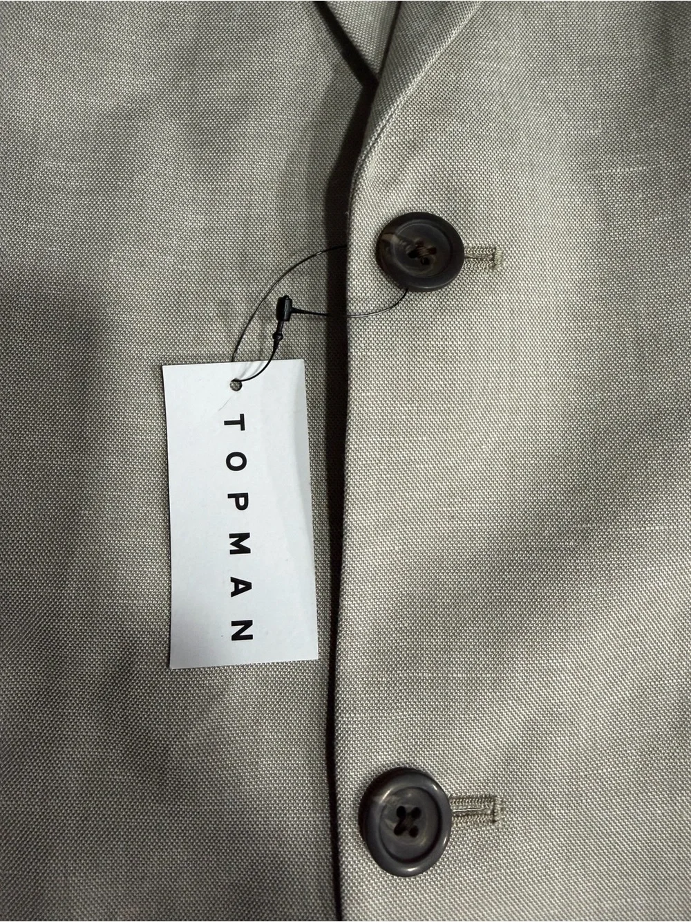 NWT  Topman Slim 42R Beige Linen Look 2- Button Single Breasted Blazer